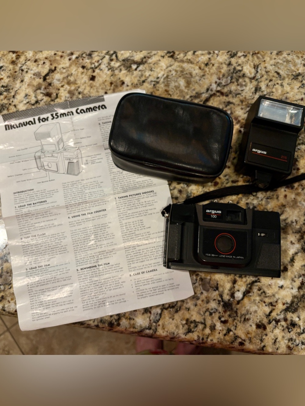 Vintage Argus 100 35mm Film Camera + 215 Flash Case Manual
